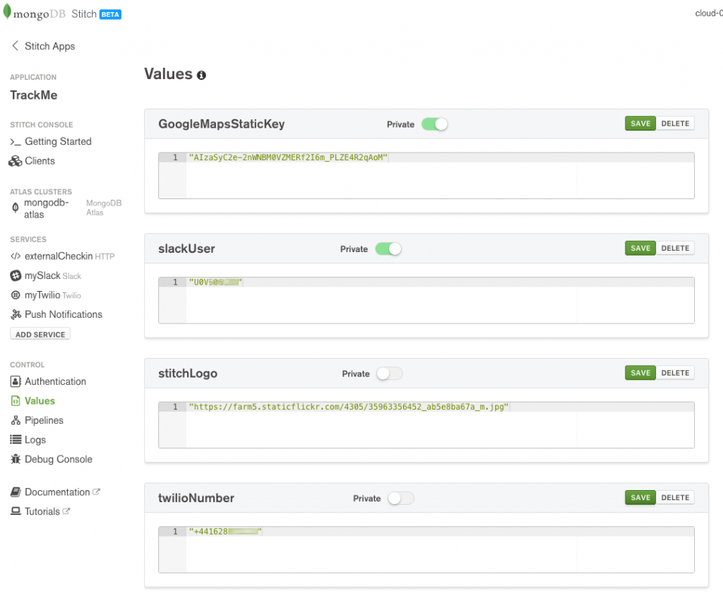 Define MongoDB Stitch BaaS values